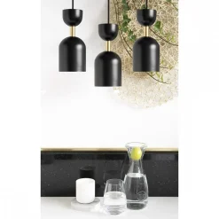 SUPURU 3P czarna lampa wisząca / plafon z mosiądzem (SUP332P3) - Ummo