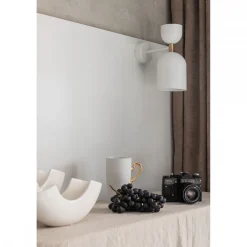 SUPURU W biała regulowana lampa ścienna / kinkiet z mosiężną rurką (SUK13010) - Ummo