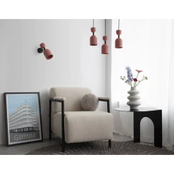 SUPURU W burgundowa regulowana lampa ścienna / kinkiet z czarną rurką (SUK14020) - Ummo