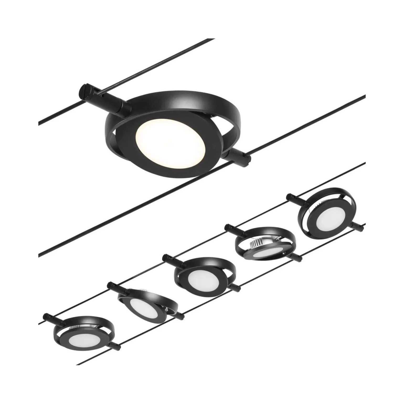 System linkowy RoundMac czarny mat/ chrom max. 5x4,5W bez lampki DC (PL94418) - PAULMANN