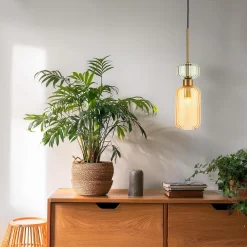 Szklana lampa wisząca MOLLY AMBER 1xE14 (ML1823) - Milagro