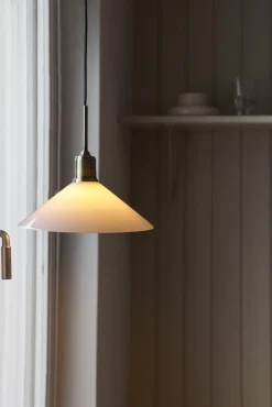 Szklana lampa wisząca VELA Antique Brass/ Shiny White (108867) Markslojd