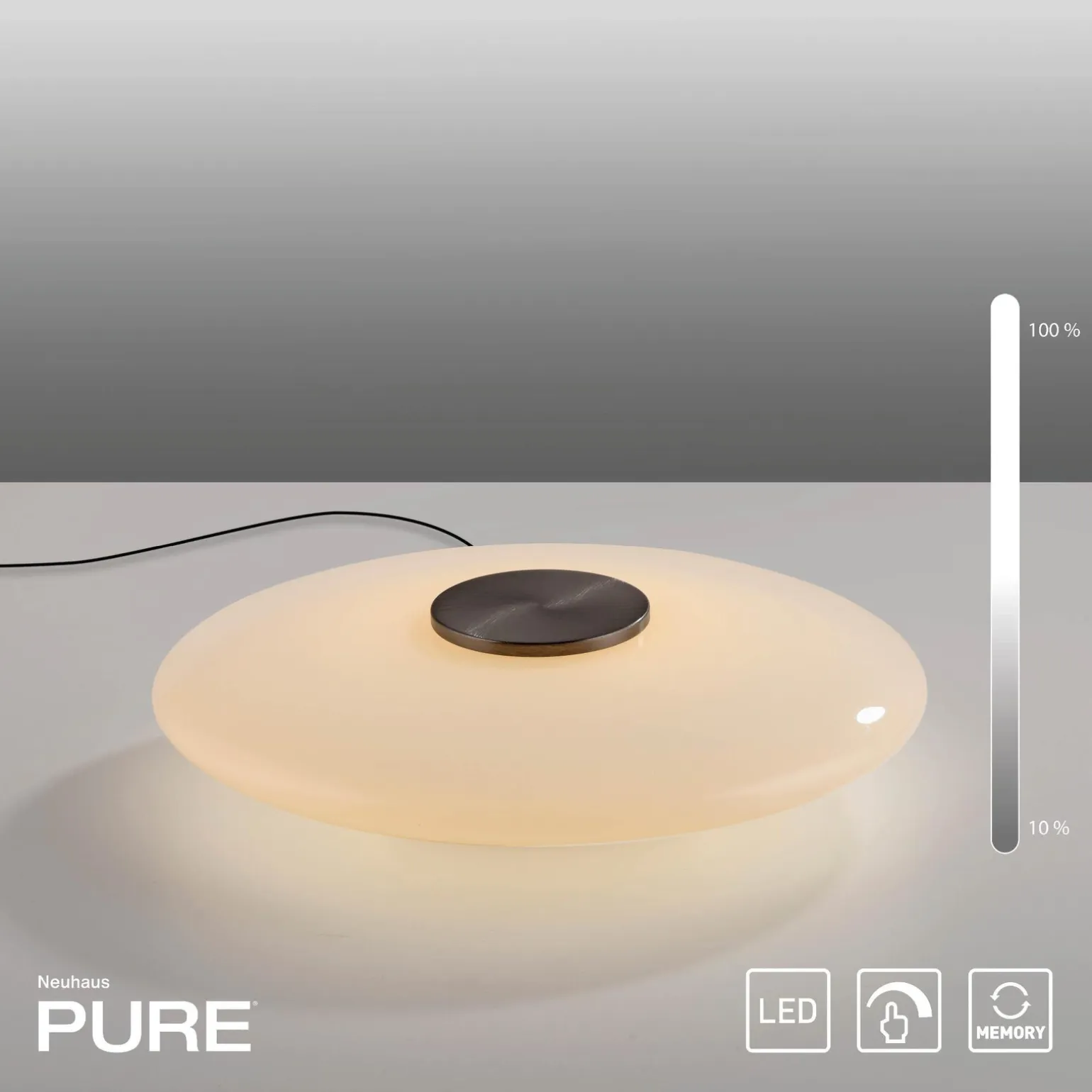 Szklana stołowa lampa z dotykowym ściemniaczem PURE VITRUM Brązowa (4080-34) - Paul Neuhaus