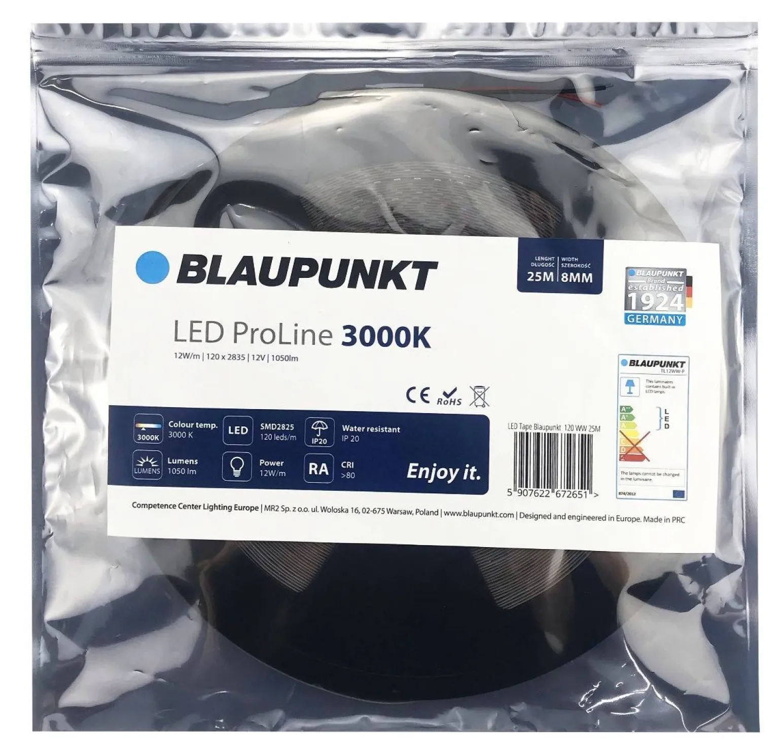 taśma LED Pro Line 25M 12W/mb barwa ciepła (BLAUPUNKT-TL12WW-P)