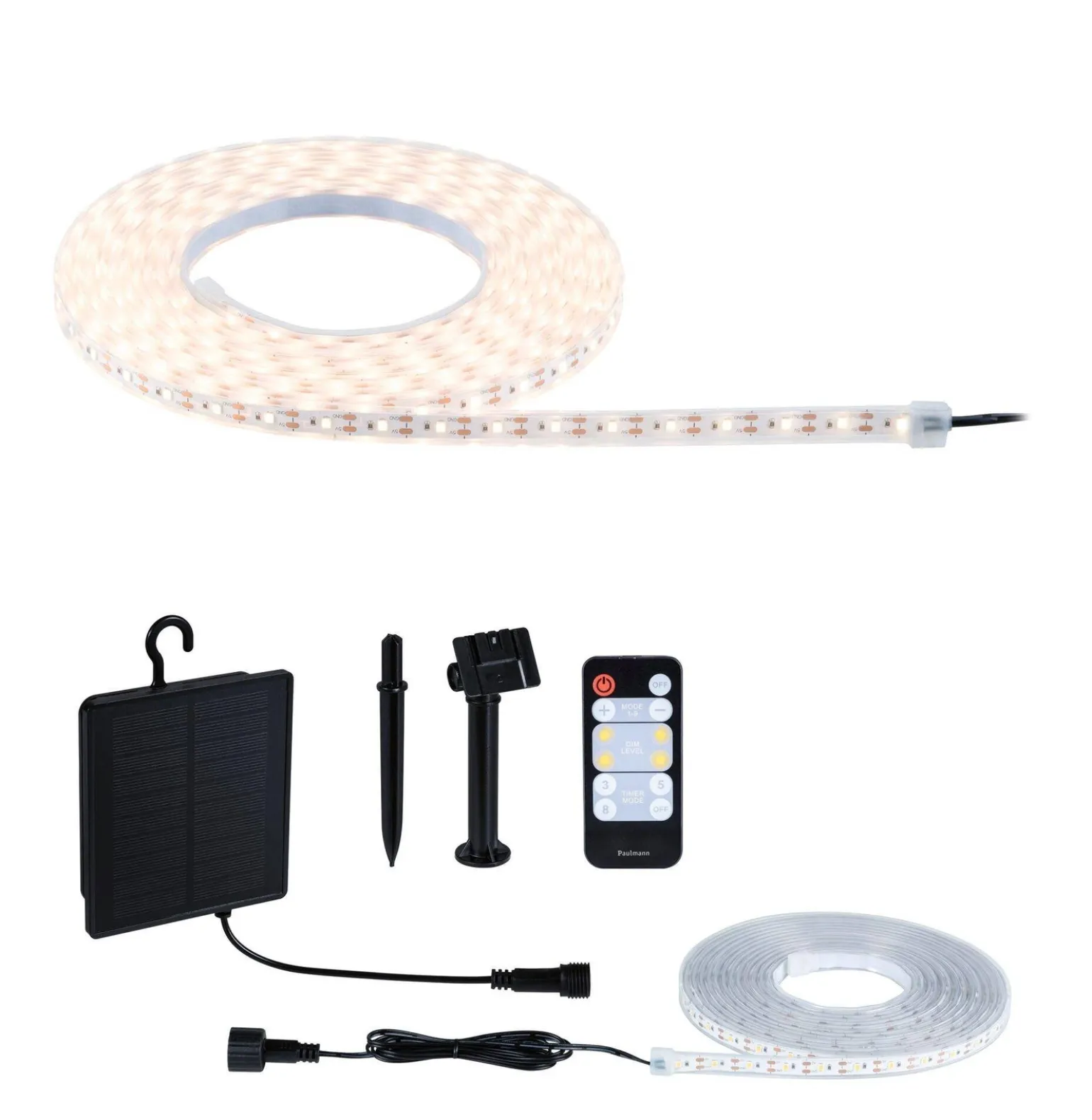 Taśma ogrodowa LED solar 2700K + czujnik zmierzchu 3m IP44 czarny / tworzywo sztuczne (PL71193) - PAULMANN
