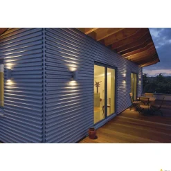 THEO, zewnętrzna oprawa ścienna, QPAR51, IP44, prostopadłościan, up/down, srebrnoszara, maks. 70 W (229532) - SLV