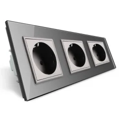 Trzy gniazda elektryczne koloru srebrnego 16A - 230V (VL-W03EU-64) LIVOLO