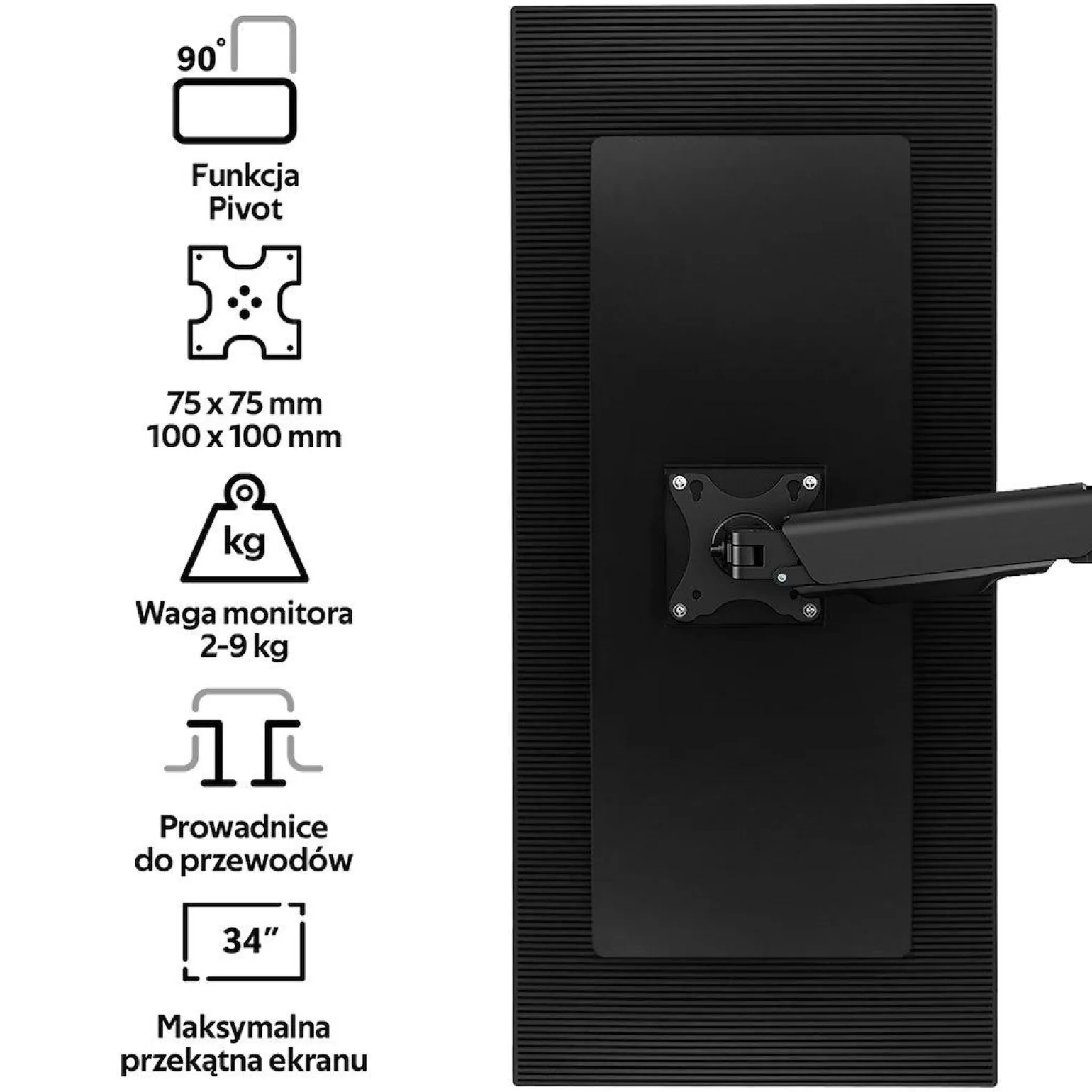 Uchwyt do mocowania monitora, z funkcją full motion, z gazową sprężyną M1 Pro (LV0663) - LVN SYSTEM