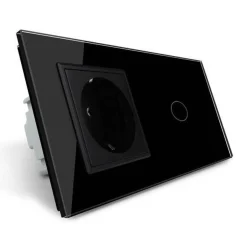 Włącznik dotykowy EC Wi-Fi z gniazdem elektrycznym czarny (VL-C701GEC-62) LIVOLO