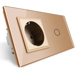 Włącznik dotykowy EC Wi-Fi z gniazdem elektrycznym złoty (VL-C701GEC-63) LIVOLO