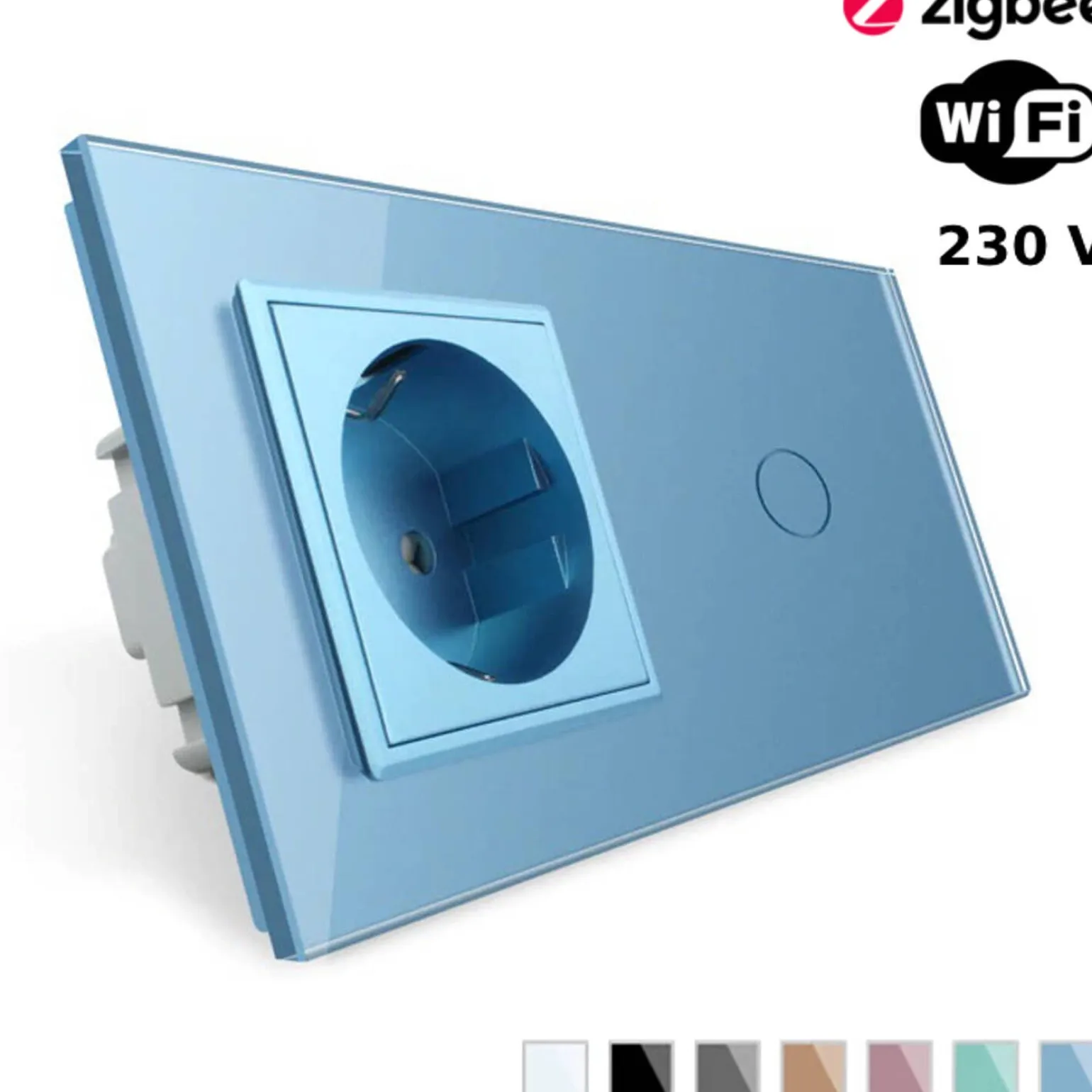 Włącznik dotykowy EC Wi-Fi z gniazdem elektrycznym niebieski (VL-C701GEC-69) LIVOLO