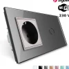Włącznik dotykowy EC Wi-Fi z gniazdem elektrycznym srebrny (VL-C701GEC-64) LIVOLO