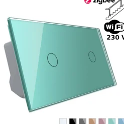 Włącznik dotykowy krzyżowo-schodowy 1 + 1 EC Wi-Fi zielony (VL-C7011SEC-68) LIVOLO