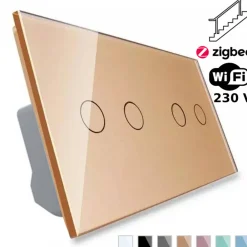 Włącznik dotykowy krzyżowo-schodowy 2 + 2 EC Wi-Fi złoty (VL-C702SEC-63) LIVOLO
