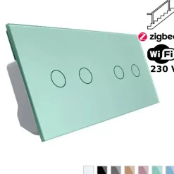 Włącznik dotykowy krzyżowo-schodowy 2 + 2 EC Wi-Fi zielony (VL-C702SEC-68) LIVOLO