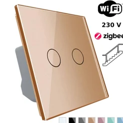 Włącznik dotykowy LIVOLO krzyżowo-schodowy podwójny EC Wi-Fi złoty (VL-C702SEC-63) LIVOLO