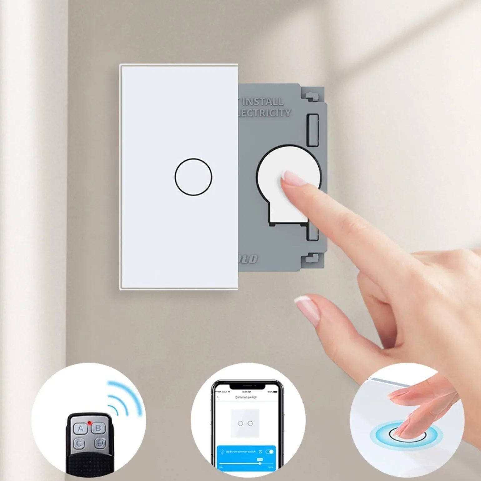 Włącznik dotykowy LIVOLO krzyżowo-schodowy podwójny EC Wi-Fi czarny (VL-C702SEC-62) LIVOLO