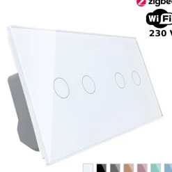 Włącznik dotykowy podwójny + podwójny EC Wi-Fi z podwójnym panelem szklanym w kolorze białym 2 + 2 (VL-C7022EC-61) LIVOLO