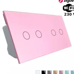 Włącznik dotykowy podwójny + podwójny EC Wi-Fi z podwójnym panelem szklanym w kolorze różowym 2 + 2 (VL-C7022EC-67) LIVOLO