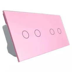 Włącznik dotykowy podwójny + podwójny EC Wi-Fi z podwójnym panelem szklanym w kolorze różowym 2 + 2 (VL-C7022EC-67) LIVOLO
