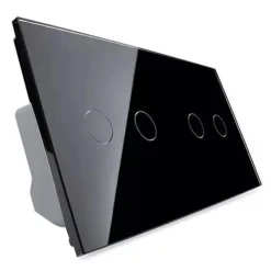 Włącznik dotykowy podwójny + podwójny EC Wi-Fi z podwójnym panelem szklanym w kolorze czarnym 2 + 2 (VL-C7022EC-62) LIVOLO