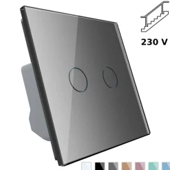 Włącznik dotykowy podwójny schodowo - krzyżowy ze srebrnym panelem szklanym (VL-C702S-64) LIVOLO