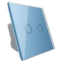 Włącznik dotykowy podwójny schodowo - krzyżowy z niebieskim panelem szklanym (VL-C702S-69) LIVOLO