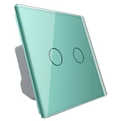 Włącznik dotykowy podwójny schodowo - krzyżowy z zielonym panelem szklanym (VL-C702S-68) LIVOLO
