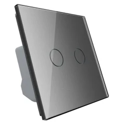 Włącznik dotykowy podwójny ze srebrnym panelem szklanym (VL-C702-64) LIVOLO