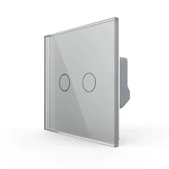 Włącznik dotykowy podwójny ze srebrnym panelem szklanym (VL-C702-64) LIVOLO