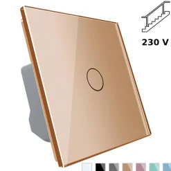 Włącznik dotykowy pojedynczy schodowo - krzyżowy ze złotym panelem szklanym (VL-C701S-63) LIVOLO