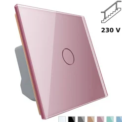Włącznik dotykowy pojedynczy schodowo - krzyżowy z różowym panelem szklanym (VL-C701S-67) LIVOLO