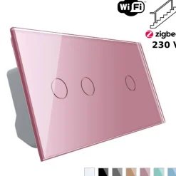 Włącznik dotykowy Schodowo - krzyżowy 2 + 1 EC Wi-Fi w kolorze różowym (VL-C7012SEC-67) LIVOLO