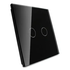 Włącznik podwójny dotykowy, bistabilny (impulsowy, dzwonkowy) z czarnym panelem szklanym FIBARO (VL-C702IH-62) LIVOLO
