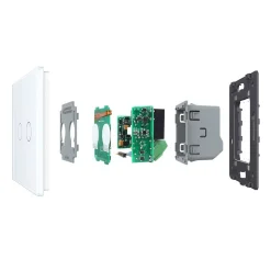 Włącznik podwójny dotykowy, bistabilny (impulsowy, dzwonkowy) z czarnym panelem szklanym FIBARO (VL-C702IH-62) LIVOLO