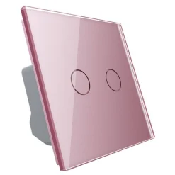 Włącznik podwójny dotykowy, bistabilny (impulsowy, dzwonkowy) z różowym panelem szklanym FIBARO (VL-C702IH-67) LIVOLO