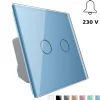 Włącznik podwójny dotykowy, bistabilny (impulsowy, dzwonkowy) z niebieskim panelem szklanym FIBARO (VL-C702IH-69) LIVOLO
