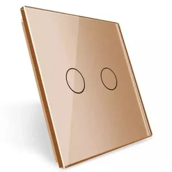 Włącznik podwójny dotykowy, bistabilny (impulsowy, dzwonkowy) ze złotym panelem szklanym FIBARO (VL-C702IH-63) LIVOLO