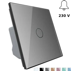 Włącznik pojedynczy dotykowy, bistabilny (impulsowy, dzwonkowy) ze srebrnym panelem szklanym FIBARO (VL-C701IH-64) LIVOLO