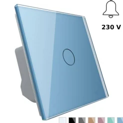 Włącznik pojedynczy dotykowy, bistabilny (impulsowy, dzwonkowy) z niebieskim panelem szklanym FIBARO (VL-C701IH-69) LIVOLO