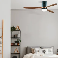 Wentylator sufitowy czarny z wiatrakami wiśniowymi LED 15W (19144 Zambelis) - Zambelis