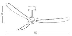 Wentylator sufitowy 55W w kolorze kawy z drewnianymi łopatkami i pilotem (20259 Zambelis)
