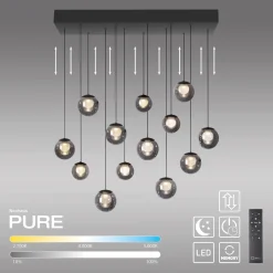Wisząca lampa na pilota, z regulacją światła i wysokości PURE POPUP SZARA (2590-15) - Paul Neuhaus