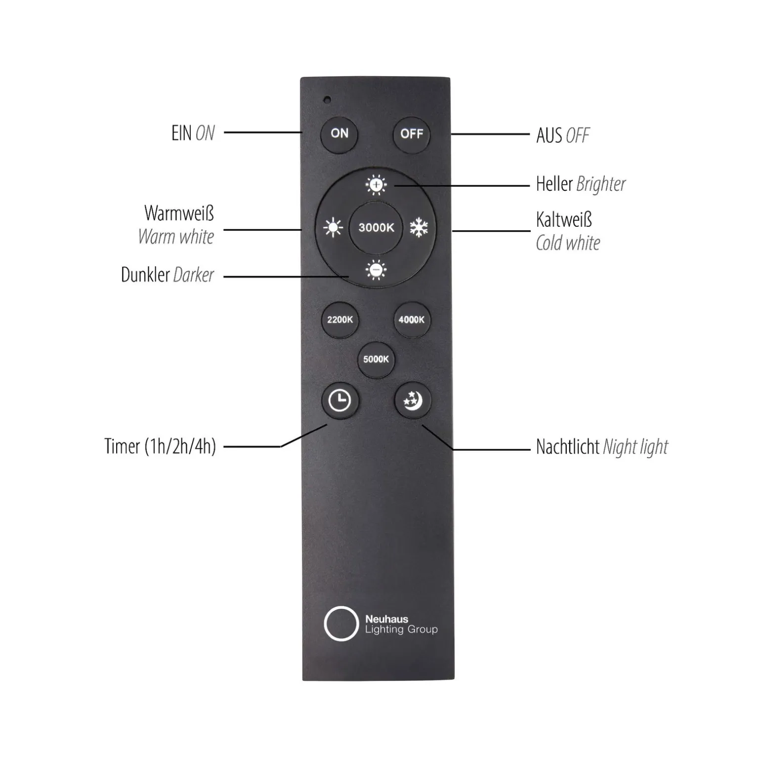 Wisząca lampa na pilota, z regulacją światła i wysokości PURE POPUP SZARA (2590-15) - Paul Neuhaus