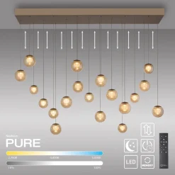 Wisząca lampa na pilota, z regulacją światła i wysokości PURE POPUP BRĄZOWY (2589-97) - Paul Neuhaus