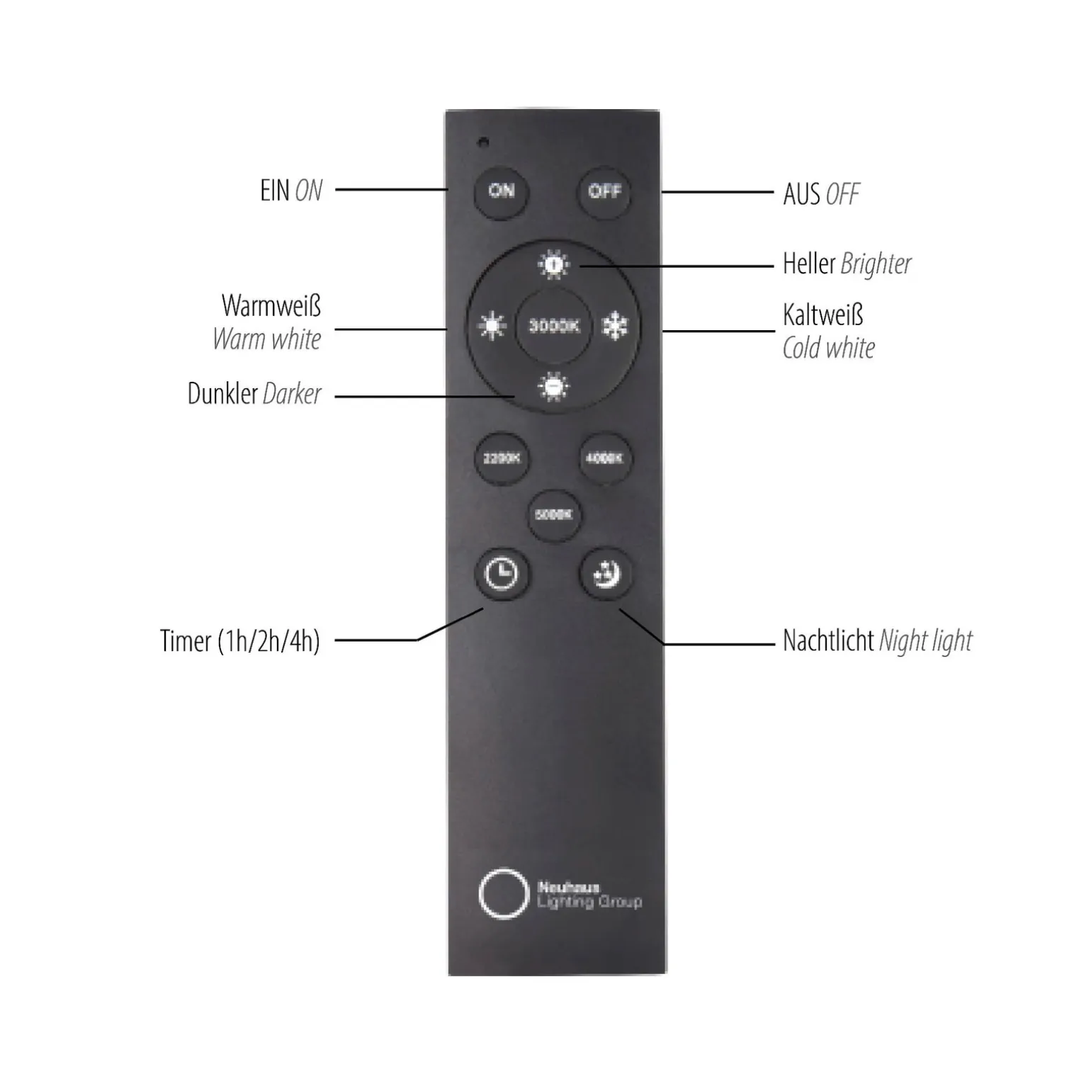 Wisząca lampa na pilota, z regulacją światła i wysokości PURE POPUP SZARA (2589-15) - Paul Neuhaus