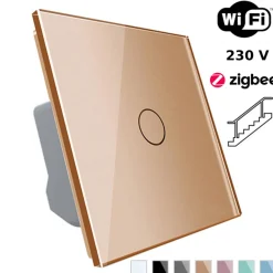 Wkład włącznika dotykowego pojedynczego EC Wi-Fi (schodowo - krzyżowego) ze złotym panelem szklanym (VL-C701SEC-63) LIVOLO