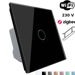 Wkład włącznika dotykowego pojedynczego EC Wi-Fi (schodowo - krzyżowego) z czarnym panelem szklanym (VL-C701SEC-62) LIVOLO