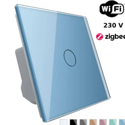 Wkład włącznika dotykowego pojedynczego EC Wi-Fi z niebieskim panelem szklanym (VL-C701EC-69) LIVOLO