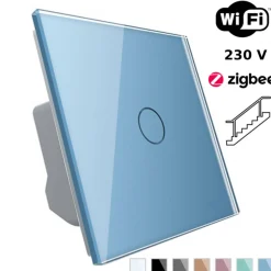 Wkład włącznika dotykowego pojedynczego EC Wi-Fi (schodowo - krzyżowego) z niebieskim panelem szklanym (VL-C701SEC-69) LIVOLO